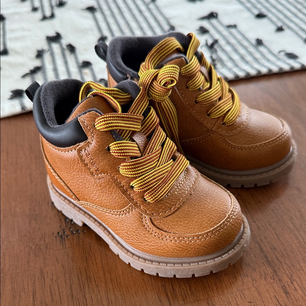Carter's Tan Kids Boots with Yellow Laces